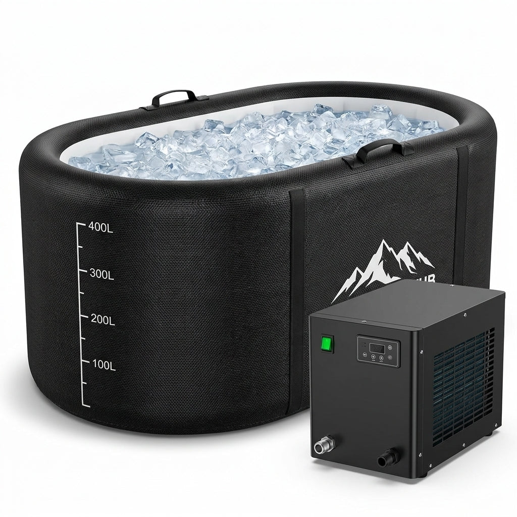 Cold Plunge Tub, 248 Gallon, 1 Horsepower, Heavy-Duty Ice Bath Tub for Athletes with Hot & Cold, Portable Inflatable Plunge Chiller with Water Treatment Kit, Immersion Therapy, Wifi (Black, 1 Set) — Studio Shot